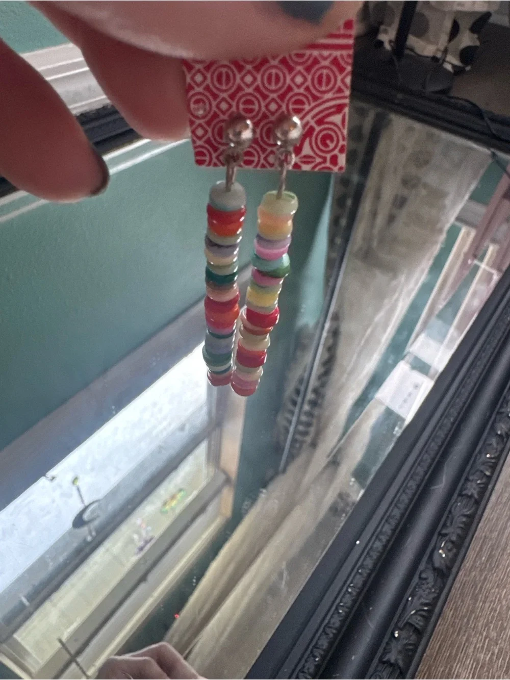 Colorful Beaded Drop Earrings - Multicolor
